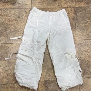 Zara Off-White Elastic Waist Pants